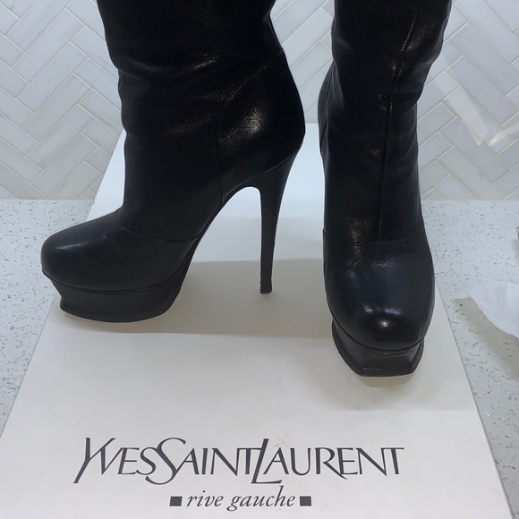 YVES SAINT LAURENT Tribute 105 Boot 36.5 Black YSL - Picture 4 of 14